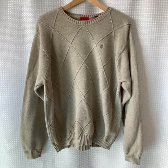 Izod Other - Izod Mens Argyle Patterned Crewneck Sweater Beige XXL